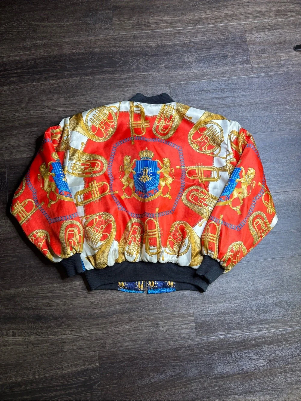 Vintage Y2K Versace AOP Style Reversible Bomber Jacket